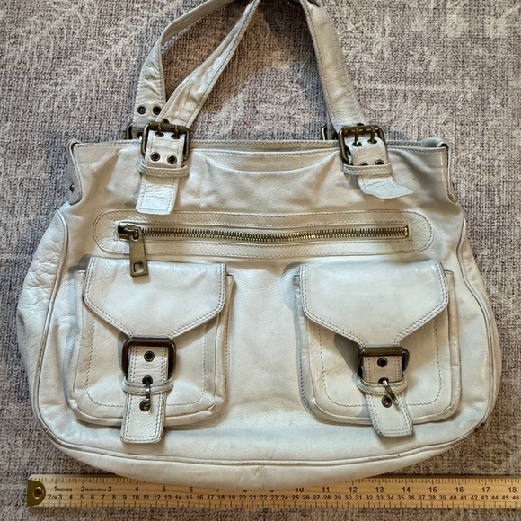 Marc Jacobs Vintage Y2K Stella Leather Satchel Cream  Brass Hardware Rare - Picture 9 of 16